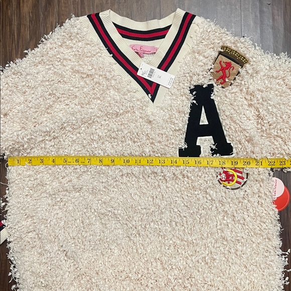 NWT Eva Franco Cream Teddy & Patchwork Pullover XL - Picture 9 of 13